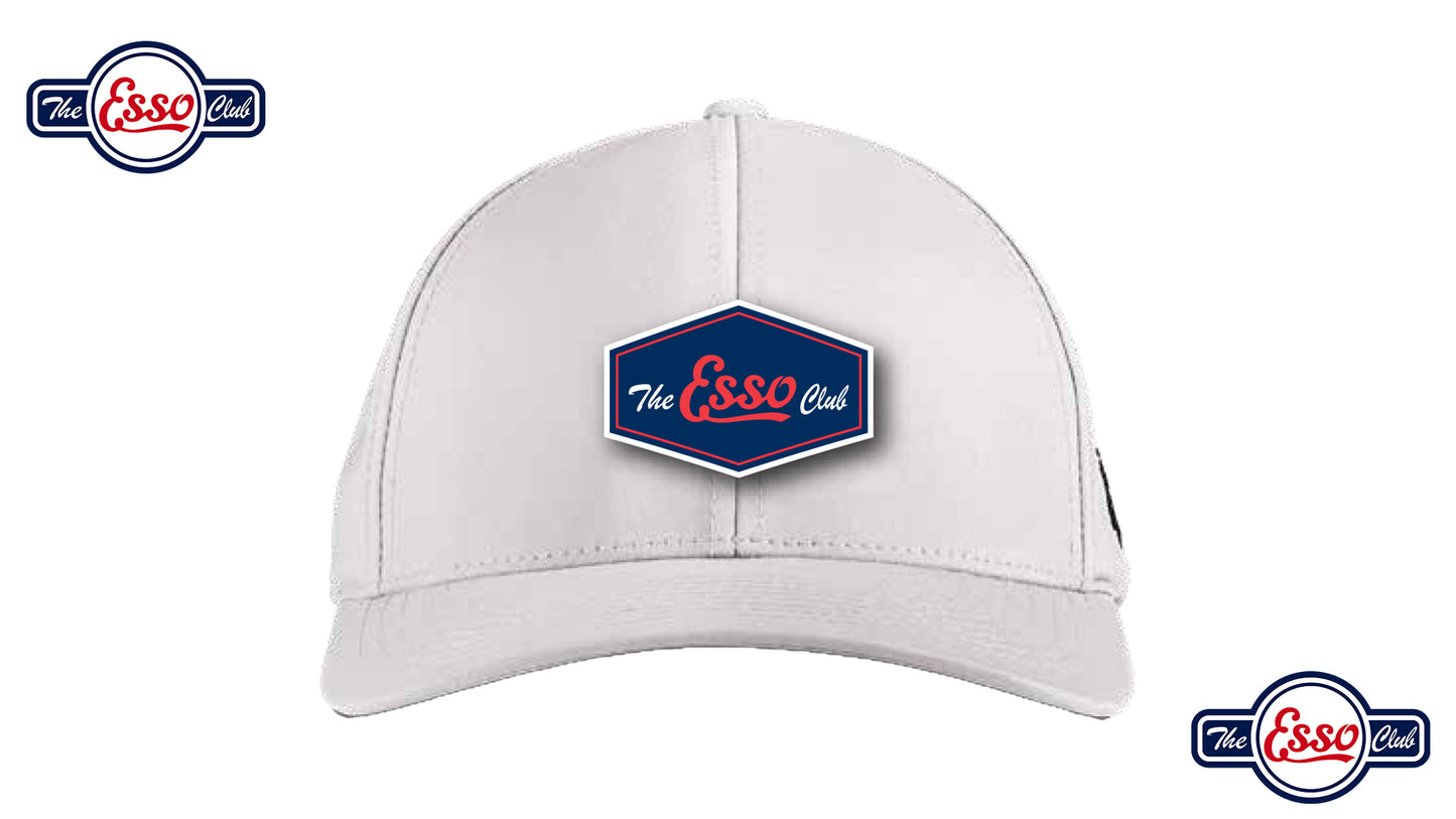White Branded Bills The Esso Club  Blue Hexagon Patch  Hat